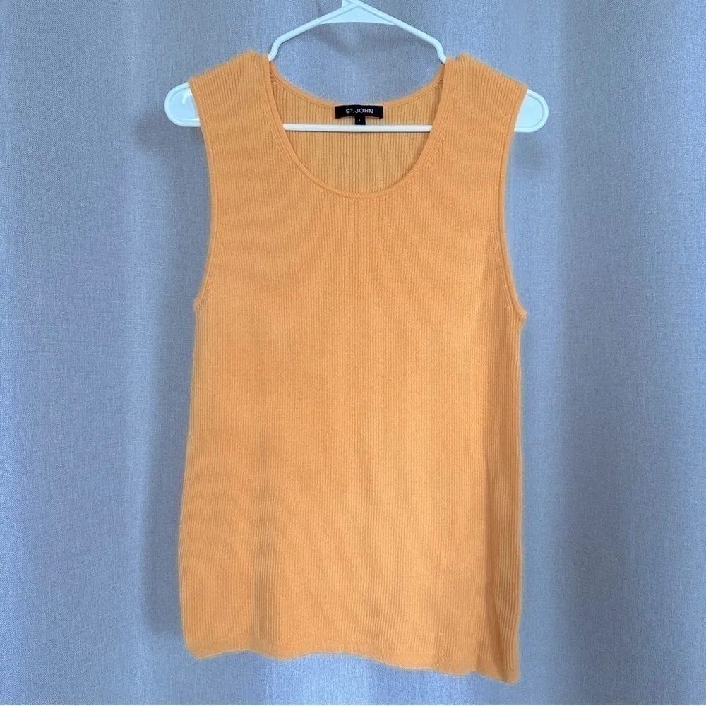 🔥Clearance🔥St. John Cashmere Orange Sleeveless Sweater Top L